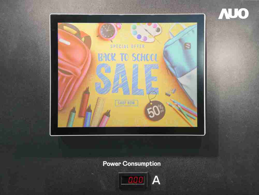 EBpay展示胆固醇液晶超低耗能户外全彩显示器，，ChLC（胆固醇液晶）以双稳态技术使静态显示零功耗，，，具省电、、、、高彩度、、、、环保的特性，，，还整合软硬件系统解决方案，，，可透过单一云端平台管理